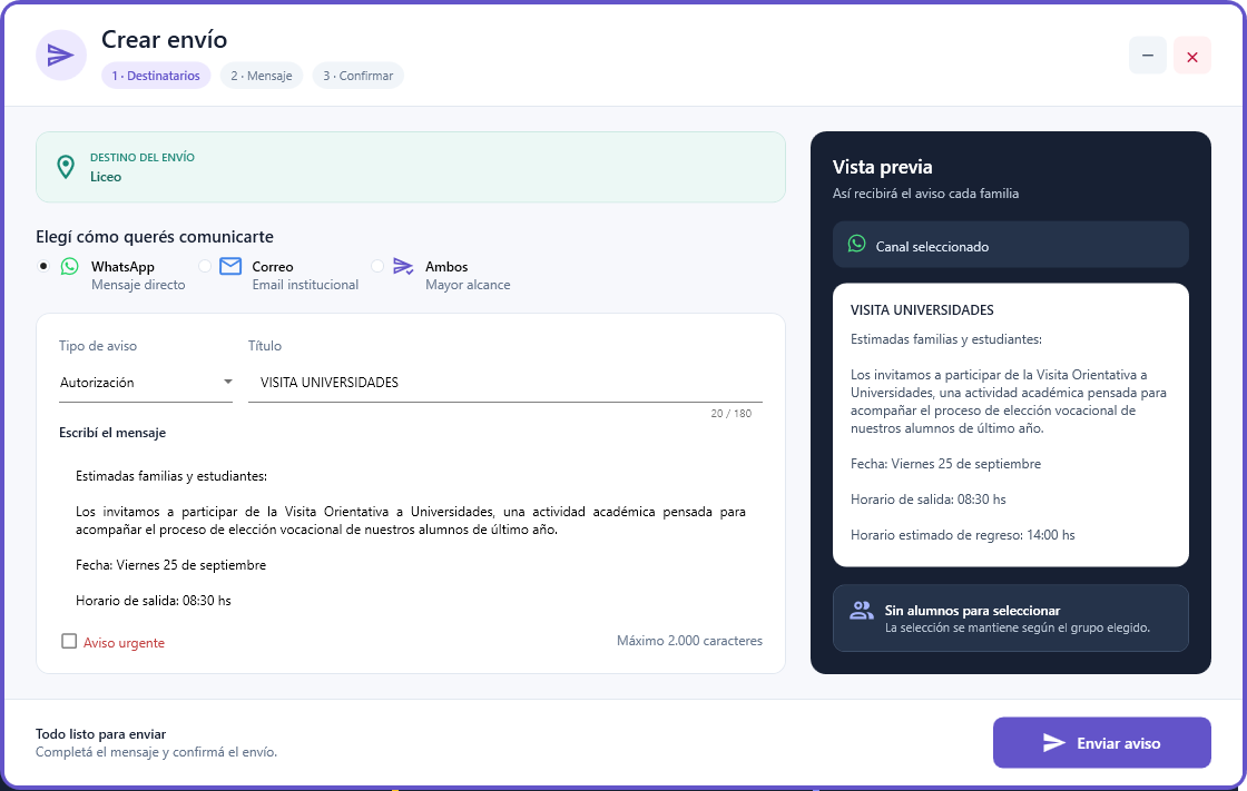 Crear envío en XGes Conecta