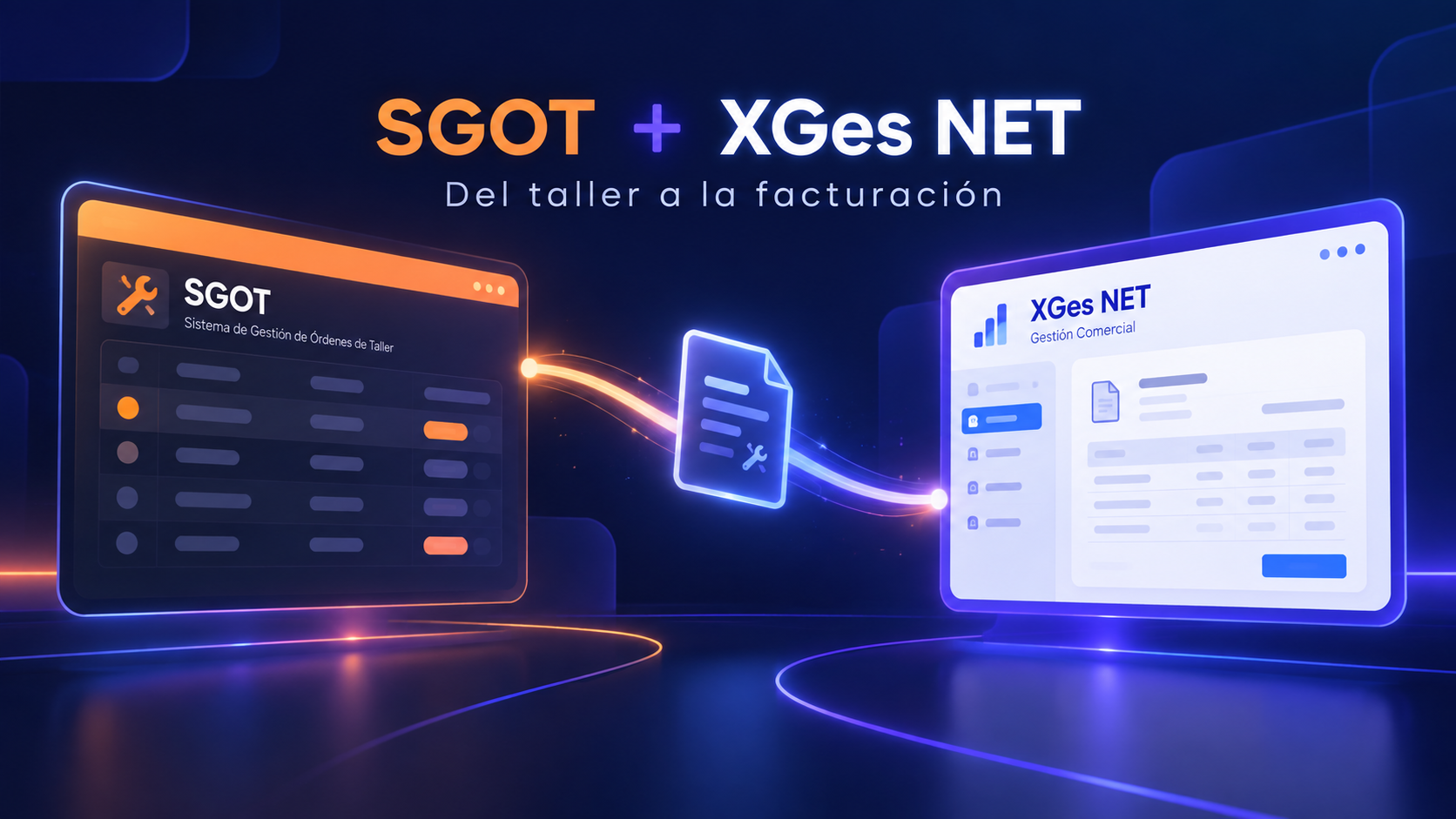 Ilustración editorial de la conexión entre SGOT y XGes NET