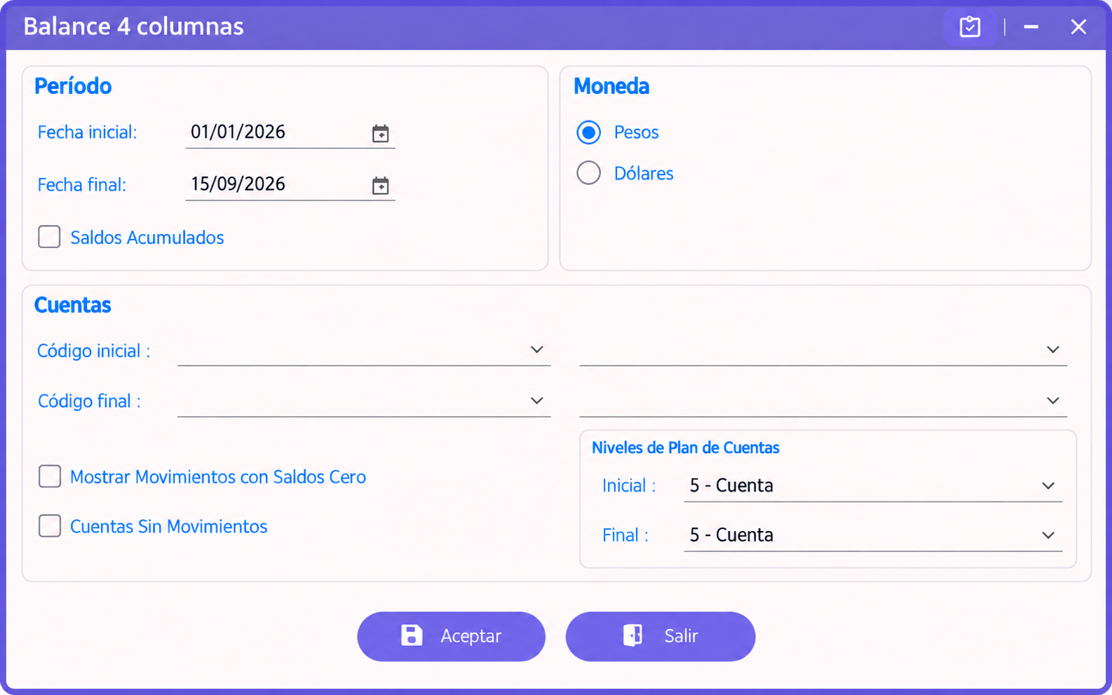 Balances: adaptación visual basada en la funcionalidad real y el estilo XGes NET