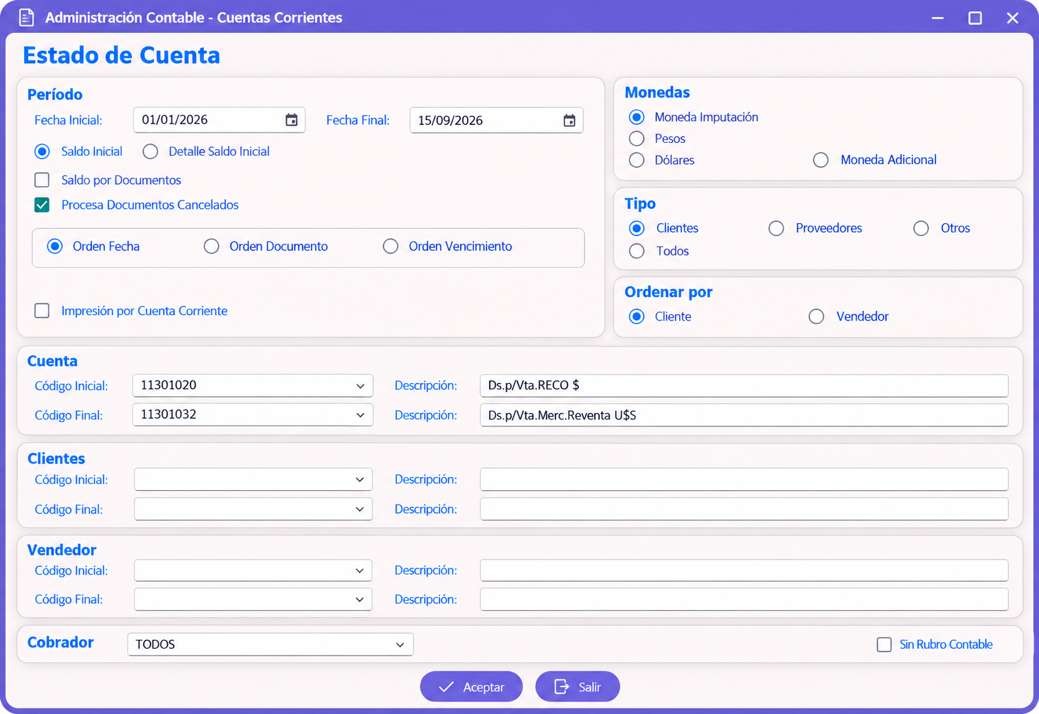 Estado de cuenta: adaptación visual basada en la funcionalidad real y el estilo XGes NET